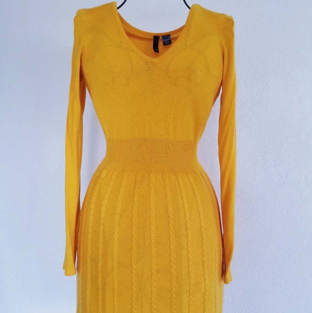 Yellow knit dress